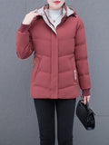 Cozy Winter Puffer Hoodie Jacket - Women's Casual Long Sleeve Clothing with Zipper Slant Pockets - Perfect for Cold Weather, Daily Life, and Outdoor Activities