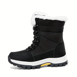 Winter Thermal Men's Mid Calf Snow Hiking Boots - Windproof, Fuzzy Lined, Warm and Comfortable Shoes for Cold Weather