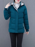 Cozy Winter Puffer Hoodie Jacket - Women's Casual Long Sleeve Clothing with Zipper Slant Pockets - Perfect for Cold Weather, Daily Life, and Outdoor Activities