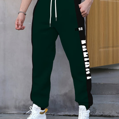 vlovelaw  Letter Print Drawstring Sweatpants Loose Fit Pants Men's Casual Joggers For Men Winter Fall Running Jogging