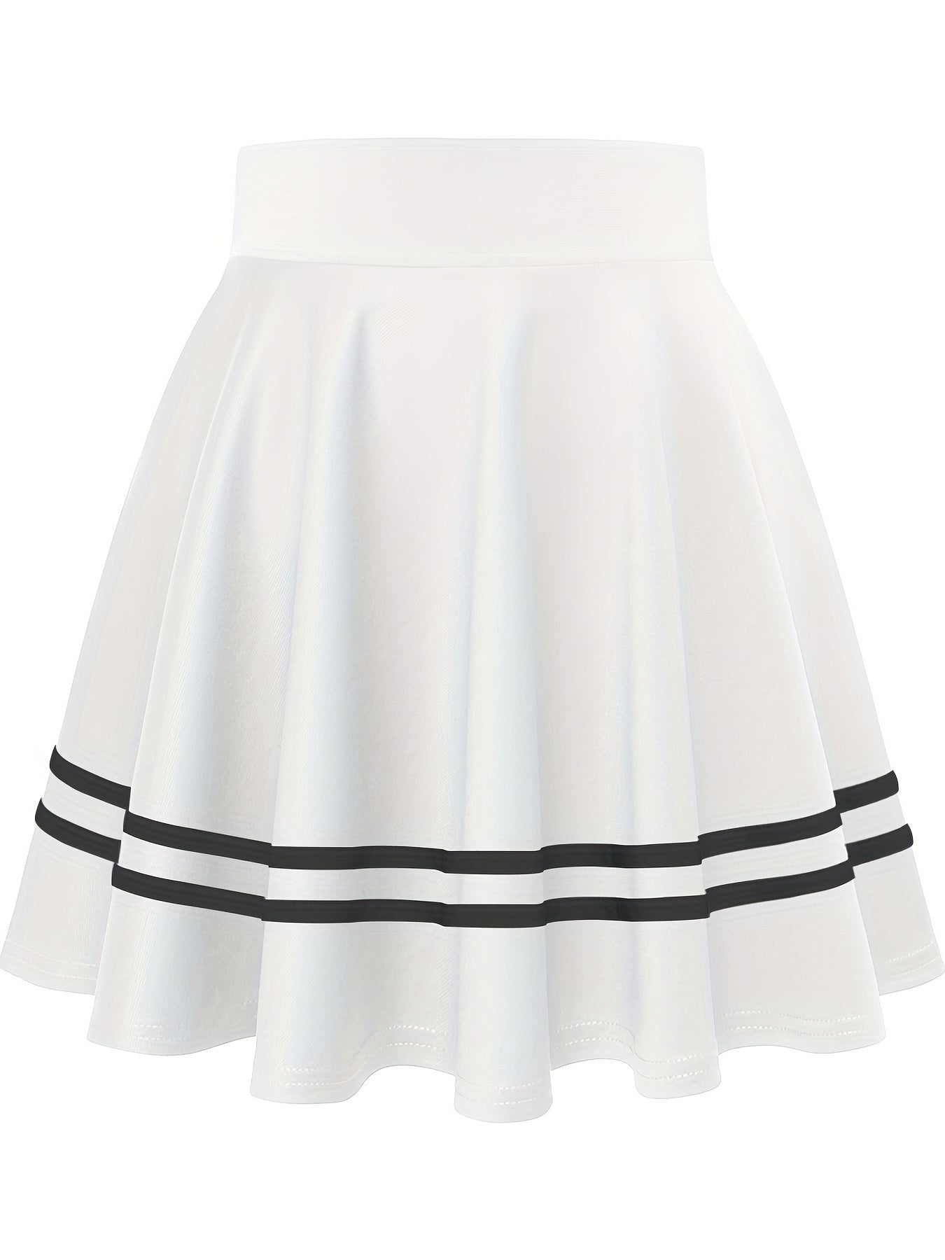 vlovelaw  Striped A-Line Skater Skirt, Versatile High Waist Skirt For Spring & Summer, Women's Clothing