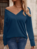 vlovelaw  Solid Color Pullover Sweatshirt, Casual Button Long Sleeve V Neck Sweatshirt, Women's Clothing