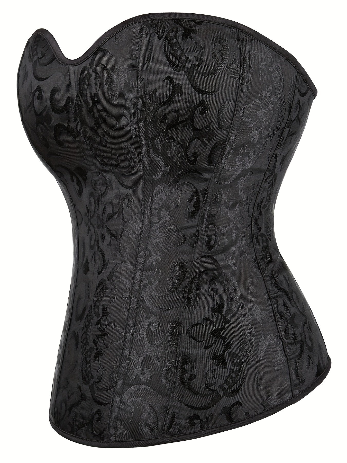 Flattering Strapless Corset Bustier - Tummy Control, Adjustable Lace-Up, Jacquard Textured Body Shaper for Lingerie & Special Occasions