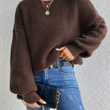 vlovelaw  Solid Crew Neck Pullover Sweater, Casual Long Sleeve Sweater For Fall & Winter, Women's Clothing