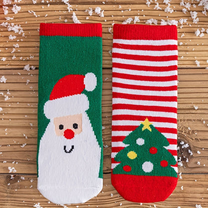 2/5 Pairs Of Girl's Christmas Style Funny Pattern Crew Socks, Comfy Breathable Casual Thermal Socks, Winter & Autumn