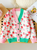 Girls Vibrant Blossom Jacquard Cardigan - Soft Knitted Button Coat for Cozy Style - Perfect for Little Fashionistas - Childrens Casual Wear