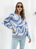 vlovelaw  Women's Sweater Tie Dye Crew Neck Color Block Long Sleeve Loose Fall Winter Sweater