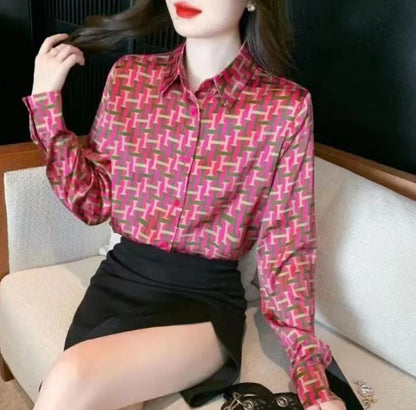 Women's Blouses & Shirts Designer Women Fashion Classic New Plaid T-Shirt Plus Size Casual Long Sleeve Top