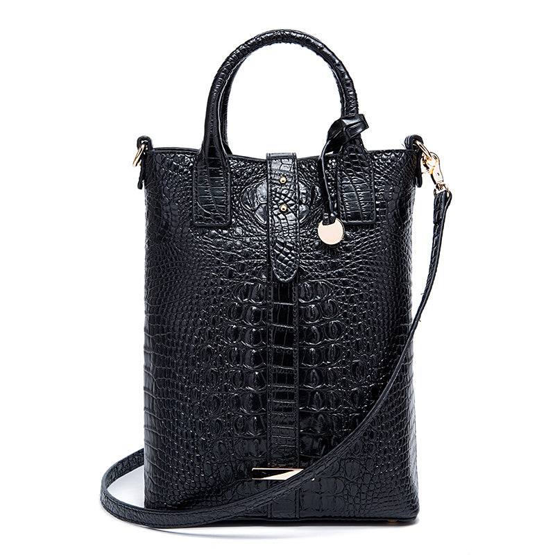 Elegant Crocodile-Print Tote for Women: Versatile, Secure Buckle, Removable Strap, Work & Casual Chic