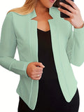 vlovelaw  Long Sleeve Open Front Jacket, Solid Outwear For Business, Every Day, Women's Clothing