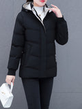 Cozy Winter Puffer Hoodie Jacket - Women's Casual Long Sleeve Clothing with Zipper Slant Pockets - Perfect for Cold Weather, Daily Life, and Outdoor Activities