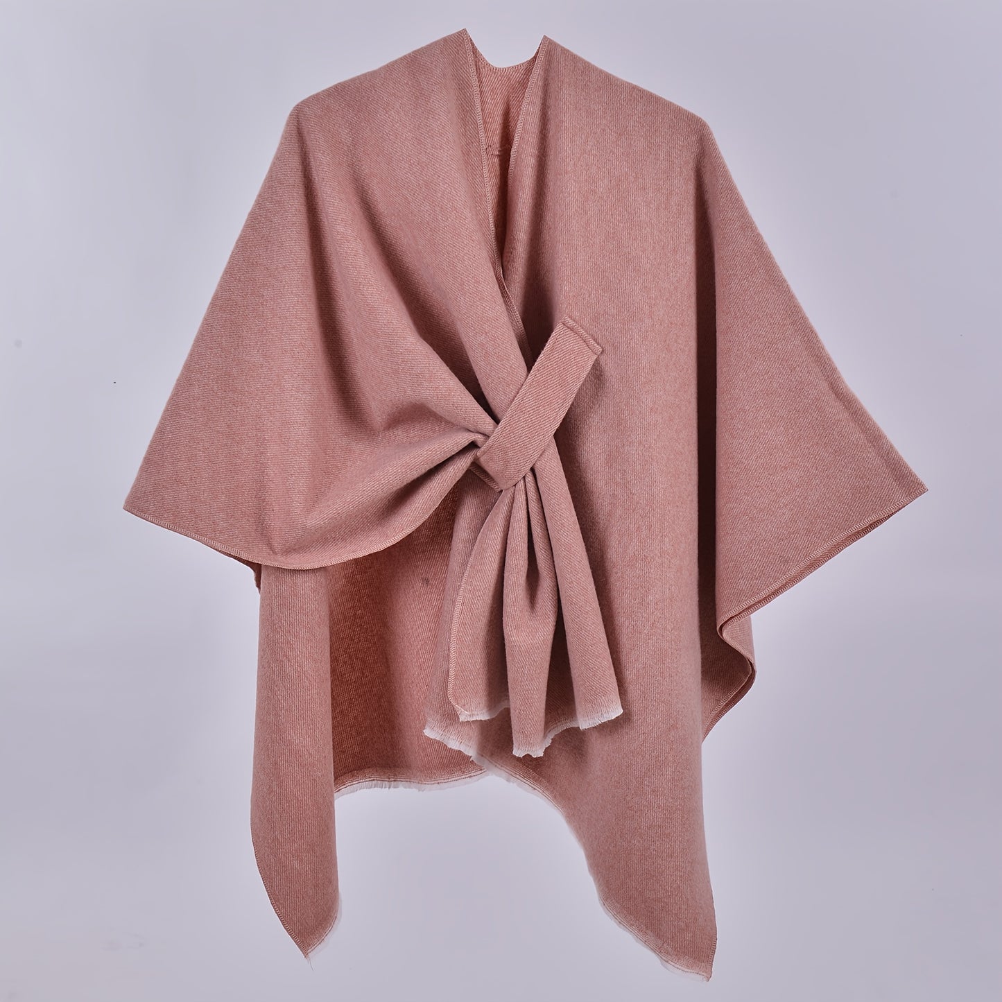 Solid Color Cross Cardigan Poncho Loose Open Front Large Shawl Travel Outerwear Windproof Cape Cloak