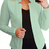 vlovelaw  Long Sleeve Open Front Jacket, Solid Outwear For Business, Every Day, Women's Clothing