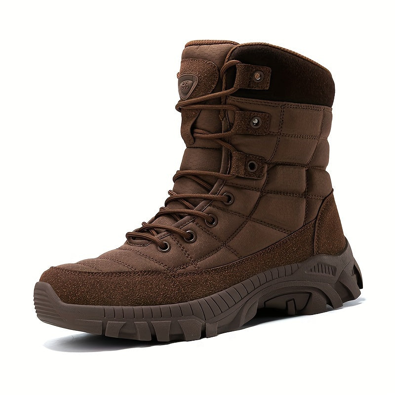 Stylish Men's Mid-Calf Winter Boots - Insulated, Non-Slip, Lace-Up, Round Toe Comfort