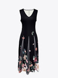 Elegant Matching Two-piece Set, Floral Print Sleeveless Dress & Open Front Cardigan Outfits, Women's Clothing