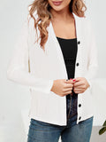 vlovelaw  Elegant Button Down Knit Cardigan, Casual Long Sleeve Sweater, Women's Clothing