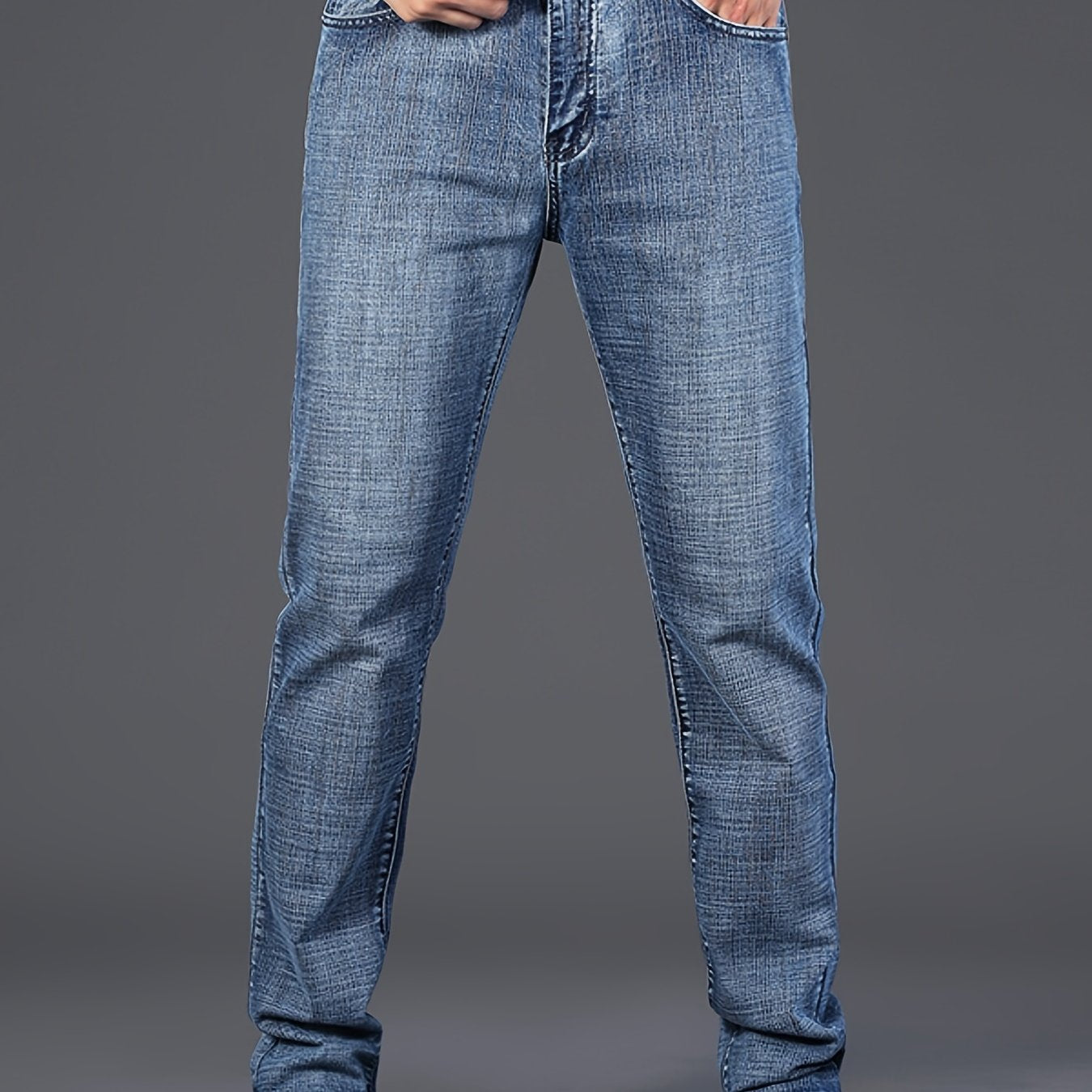 vlovelawMen's High Quality Straight Leg Jeans For Business, Semi-formal Stretch Denim Pants