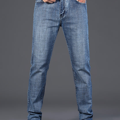 vlovelawMen's High Quality Straight Leg Jeans For Business, Semi-formal Stretch Denim Pants