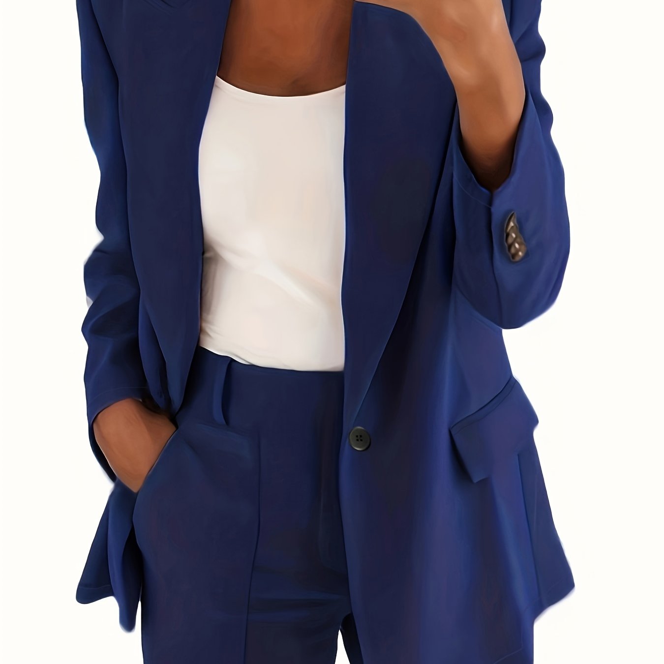 vlovelaw  Solid Lapel Pocket Blazer, Elegant Long Sleeve Blazer For Spring & Fall, Women's Clothing