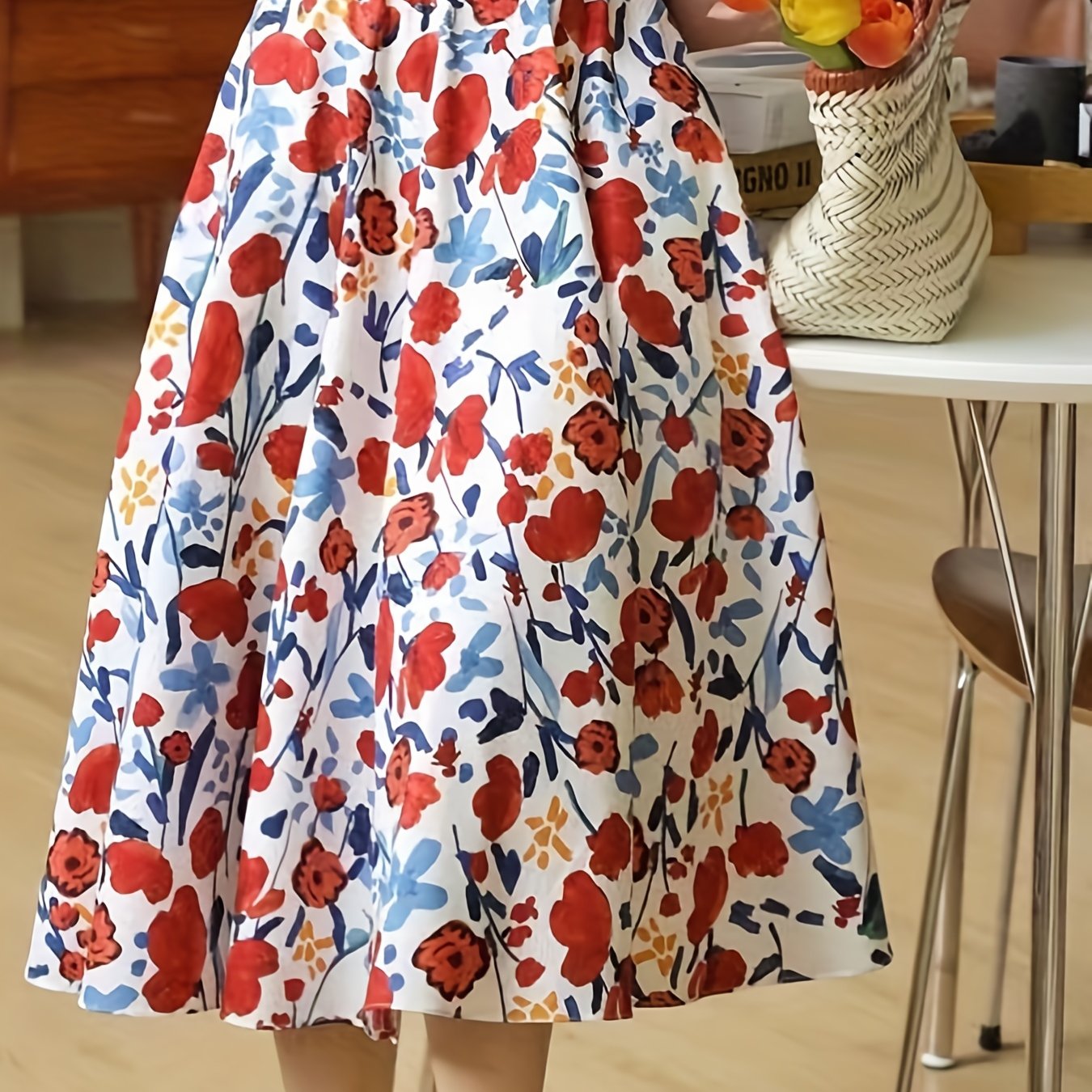 Floral Print A-line Skirt, Casual Skirt For Spring & Summer, Women's Clothing