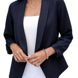 vlovelaw  Shawl Collar Open Front Blazer, Casual 3/4 Sleeve Blazer For Office & Work, Women's Clothing