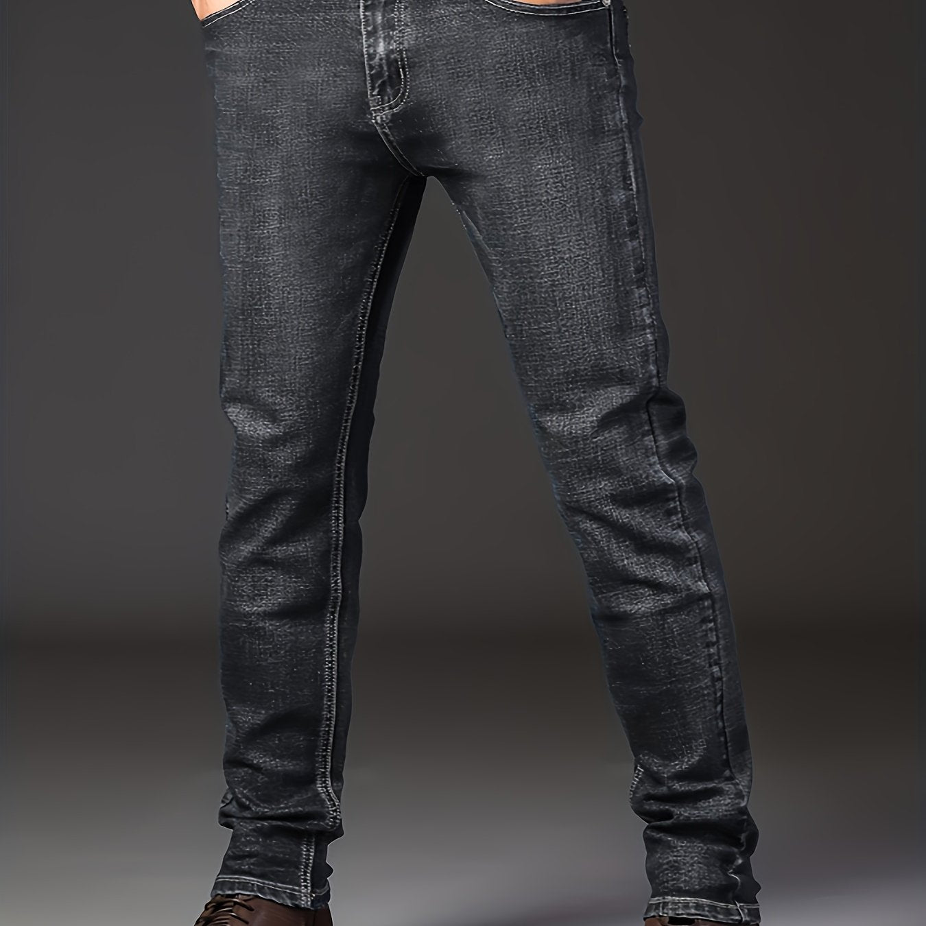 vlovelawClassic Design Semi-formal Jeans, Men's Casual Stretch Denim Pants For All Seasons Business