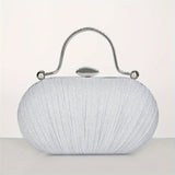 Sparkling Ruffled Clutch Bag - Shiny Top Ring Handle for Elegant Evening Wear - Perfect for Weddings, Parties, and Festivals