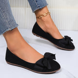 Womens Elegant Wide-Fit Soft-Sole Bow-Knot Flats - Lightweight, Comfortable, Breathable Fabric Shoes with Round Toe, Slip-On Closure, and Rubber Sole for All-Season Wear