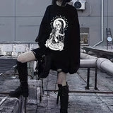 Skeleton Print Crew Neck T-Shirt, Y2K Long Sleeve Top For Spring & Fall, Women's Clothing