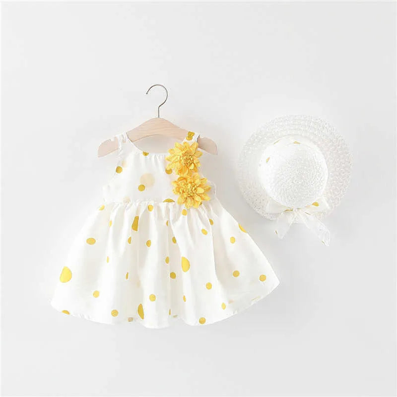 Girl's Dresses Summer Newborn Baby Clothes Infant Girl Cute Print Sleeveless Cotton Beach Princess R230612