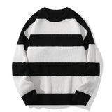 vlovelaw  Trendy Men's Color Block Knitted Sweater - Warm And Comfortable Loose Pullover For Stylish Men