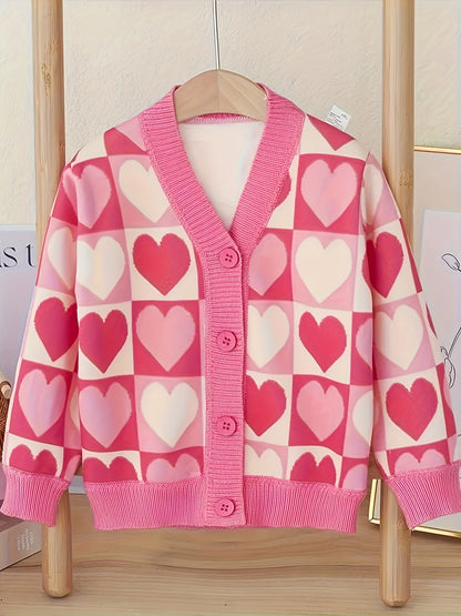 Girls Vibrant Blossom Jacquard Cardigan - Soft Knitted Button Coat for Cozy Style - Perfect for Little Fashionistas - Childrens Casual Wear