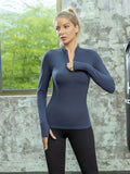 vlovelaw  Breathable Women's Yoga Top With Half Zipper And Thumb Holes