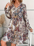 vlovelaw  Floral Print V Neck Dress, Casual Long Sleeve Dress For Spring & Fall, Women's Clothing