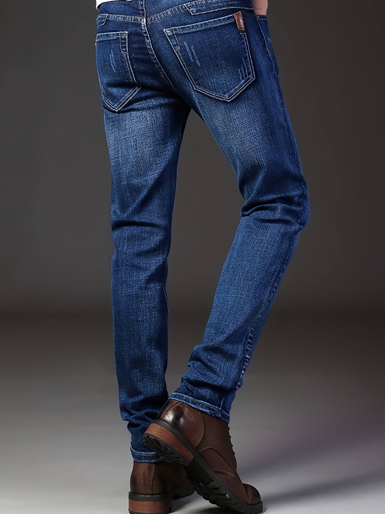 vlovelawClassic Design Semi-formal Jeans, Men's Casual Stretch Denim Pants For All Seasons Business