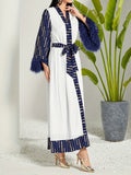 vlovelaw  Tassel V Neck Kaftan Dress, Elegant Long Sleeve Maxi Dress, Women's Clothing