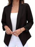 vlovelaw  Shawl Collar Open Front Blazer, Casual 3/4 Sleeve Blazer For Office & Work, Women's Clothing