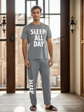 Men's 2 Pcs Comfy And Leisure Loungewear Suit - Simple Letter Printed Short-sleeved T-shirt & Trousers