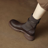 Giant Retro Socks Boots for Women  Autumn and Winter New All-Match Brown Thick Bottom Chunky Heel Ankle Boots