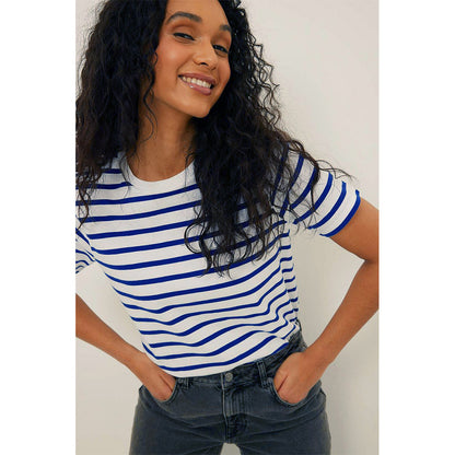 VLOVELAW  striped T-shirt short-sleeved Popular, 2025, spring and summer popular new versatile simple and loose pure cotton round neck striped short sleeves