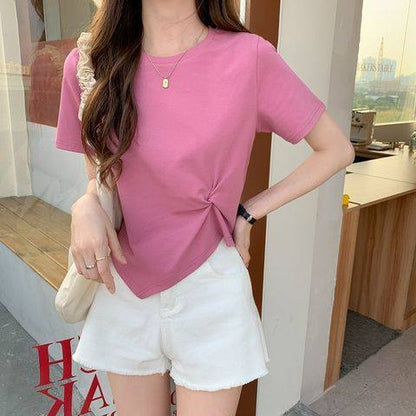 VLOVELAW Wholesale Foreign Trade Summer Women's Clothing Korean Style Short Top Casual All-Matching Loose Short Sleeve T-shirt Female Fashion One Piece Dropshipping