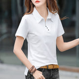 VLOVELAW New Summer Loose Lapels T-shirt Women's Short Sleeve with Collar Casual T-shirt plus Size Polo Shirt Top Fashion Wholesale