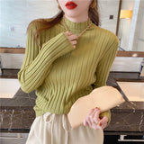 Large quantities of 2024 winter semi-turtleneck thickened shirt women's winter loose pullover knitted sweater bottoming shirt