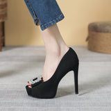 663-1 Super High Heel Shoes Peep Toe Shoes 12cm Stiletto Heel Square Toe Rhinestone Low Mouth Women's Shoes