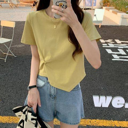 VLOVELAW Wholesale Foreign Trade Summer Women's Clothing Korean Style Short Top Casual All-Matching Loose Short Sleeve T-shirt Female Fashion One Piece Dropshipping