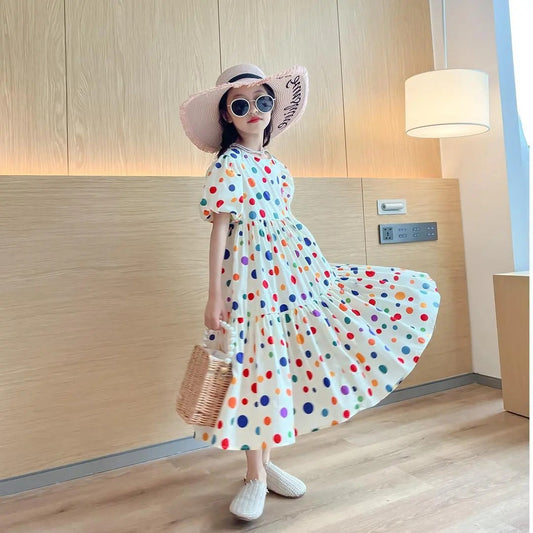 VLOVELAW Girls' Summer Dress Dress Summer Children's Princess Dress Western Style  New Korean Style Teenager Clothing Girls' Clothes