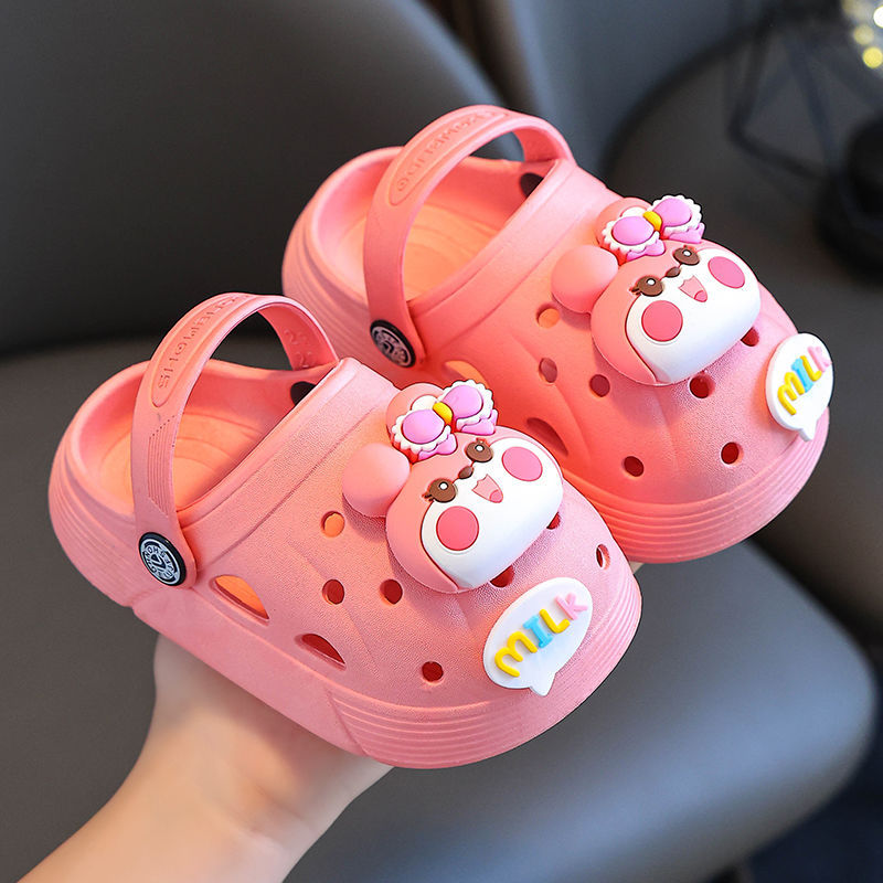 VLOVELAW Children's Hole Shoes Baby Girl Cartoon Girl Spring and Summer Soft Bottom Outdoor Non-Slip Breathable Children Closed-Toe Slippers