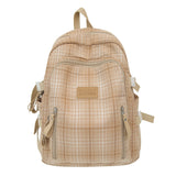 New Plaid Cotton and Linen Backpack Girls Convenient Travel Go out Daily Matching Backpack Cross-Border Schoolbag