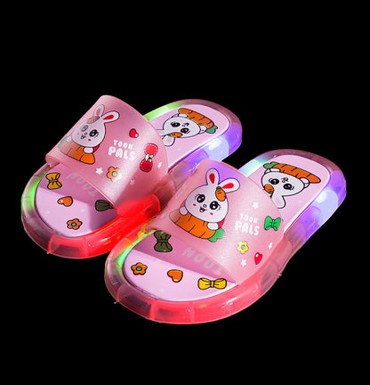 VLOVELAW Online Influencer Fashion Luminous Children's Slippers Strawberry Crystal Shoes Shiny Color Light Girlfriends Girls Shiny Sandals