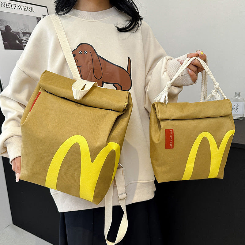 McDonald's Bag Wholesale  New Letter Printing Paper Bag Backpack Personality College Student Shoulder Bag Foreign Trade